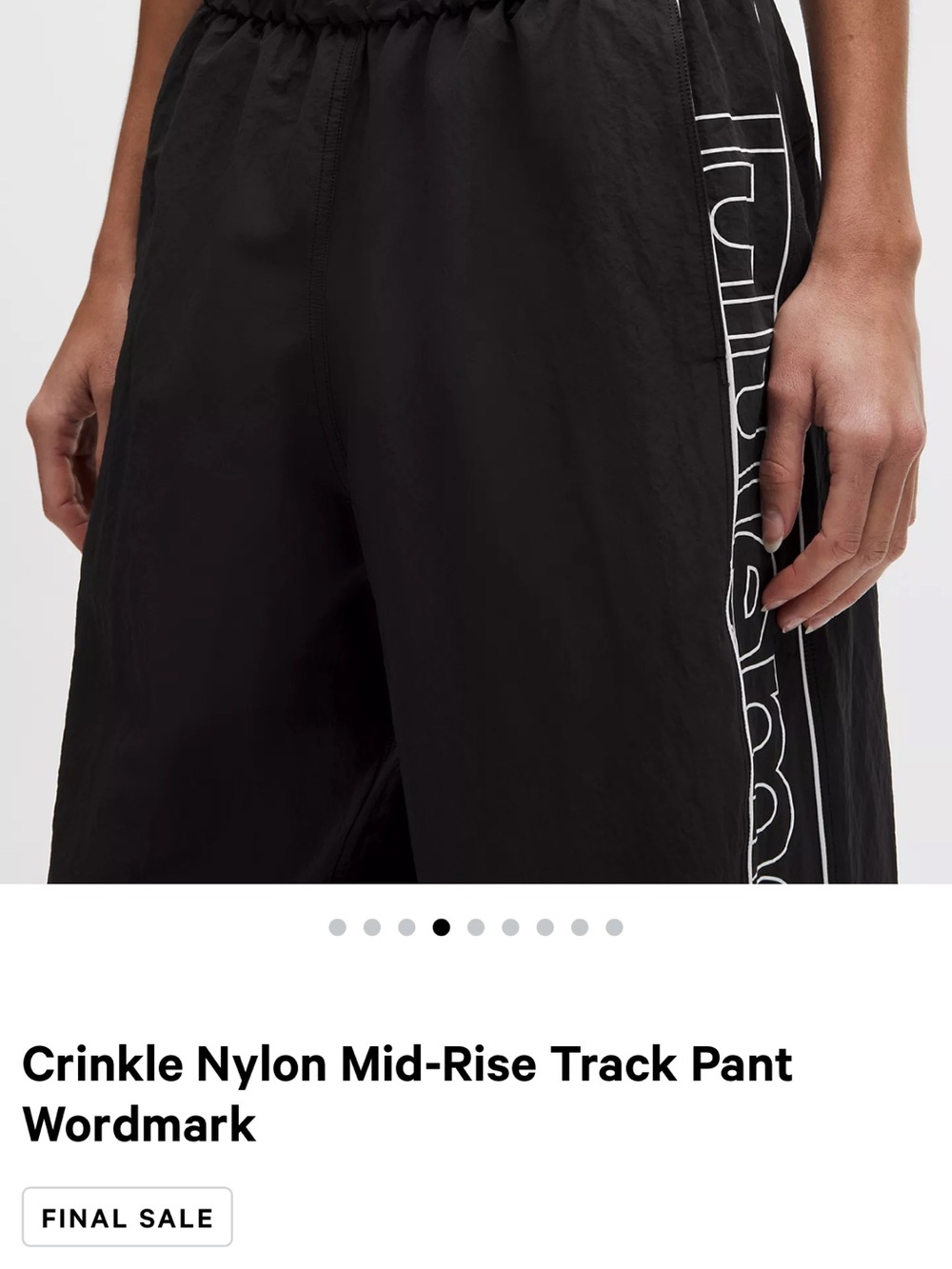 Authentic Lululemon Athletica Crinkle Nylon Mid Rise Track Pants - Wordmark - Picture 8 of 9